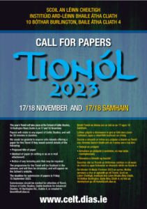 Tionól 2023 Call-for-papers poster